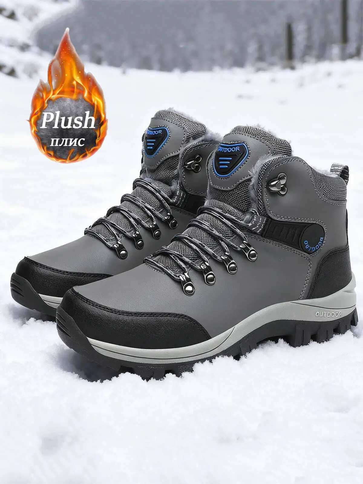 Winterstiefel für Herren aus Mikrofaser-Leder, Schneestiefel mit Plüschfutter, Warme Freizeitschuhe, Wasserdichte Herrenstiefel, Frühlings-Knöchelstiefel für Männer, Größen 36-48 – Detail 3