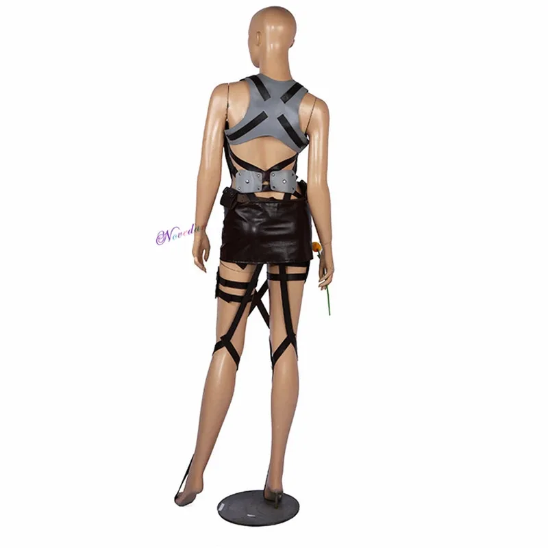 az15Anime Cosplay Shingeki no Kyojin Jacket Scout Legion Recon Corps Leather Boots Skirt Belt Suspender Eren Yaeger Ackerman Cos