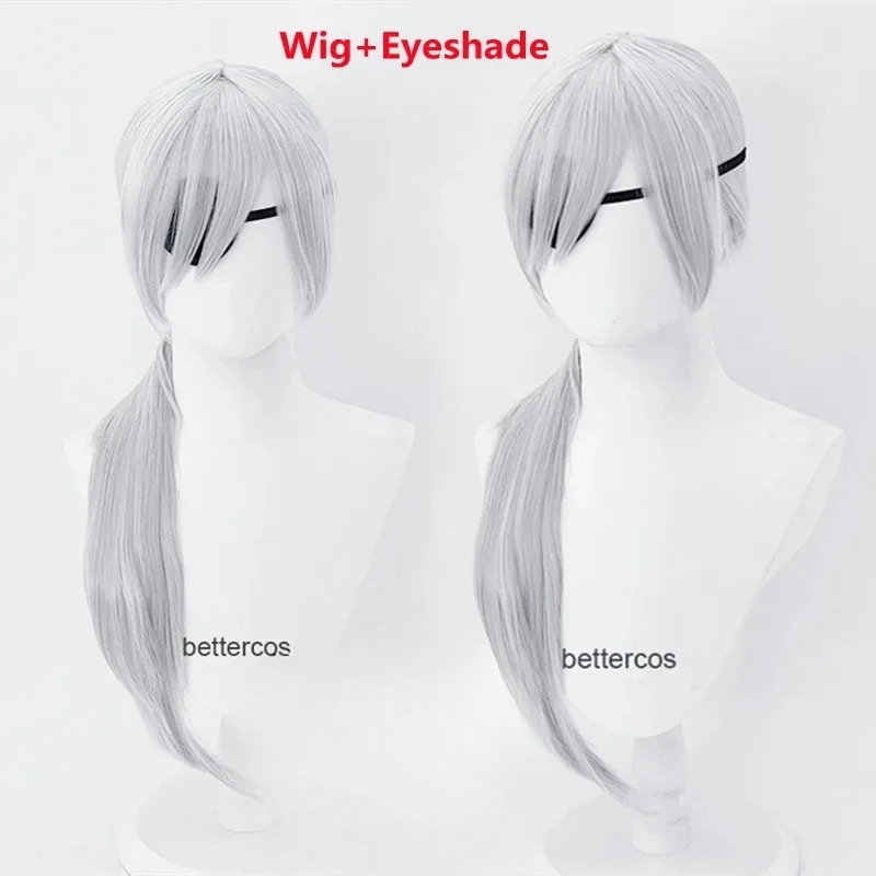 Серебристый длинный парик аниме Quanxi для косплея, нашивка с глазами, термостойкие волосы из волокна + Бесплатный парик, Хэллоуин, искусственная игра