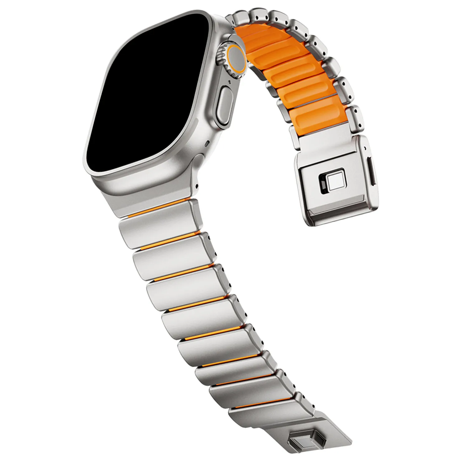 純チタン製マグネット式スナップバックウォッチストラップ、新型、apple-watch-2025メンズストラップ対応