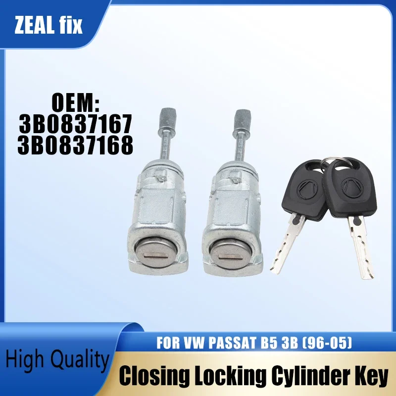 

2 PCS Front Left&Right Door Closing Locking Cylinder with 2 Keys For VW PASSAT B5 3B (96-05) 3B0837167 3B0837168