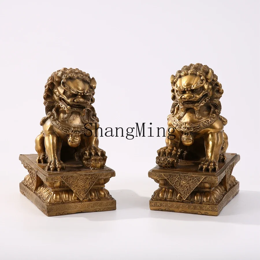 CL model room pure copper ornament lion traditional Chinese decoration study Bogu frame decoration lion handicraft
