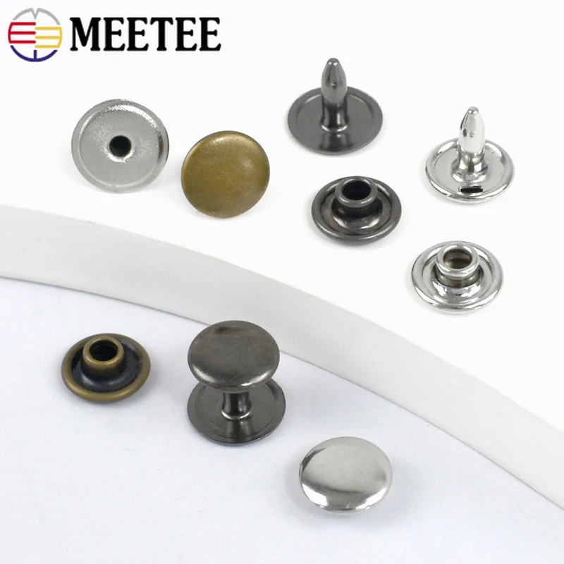 Meetee 100pcs 6-12mm Metal Hitting Nails Buckle One-sided/Double-sided Pin Rivets Button DIY Bag Decor Rivet Pins Hook Accessory