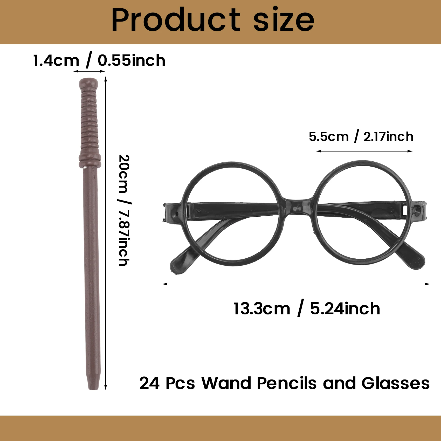 N87R 24 Pcs Wand Pencils and Glasses Wizard Party Favors, Wizard Party Supplies Theme Birthday Supplies for Teen Boys Kids