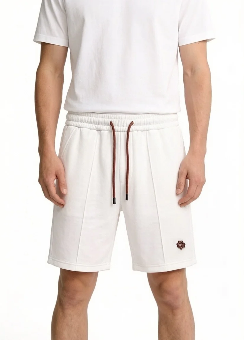 

Итальянские винтажные мужские повседневные хлопковые шорты с вышивкой и нашивкой, на шнурке, лето 2026, средняя посадка, стандартный крой, из органического хлопка