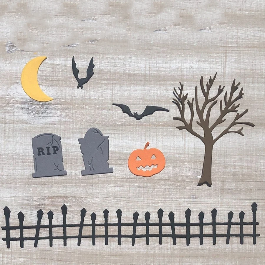 Lucky Goddess Metal Cutting Dies Halloween Fence Tree Diy Scrapbooking Photo Album Decorative Embossing Paper Card Crafts view 2