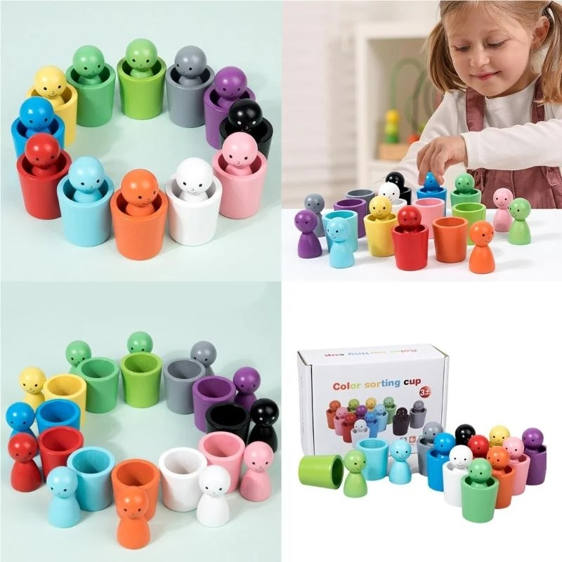 090b Tobinage tricot bois coloré jouet poupées pour les tout-petits