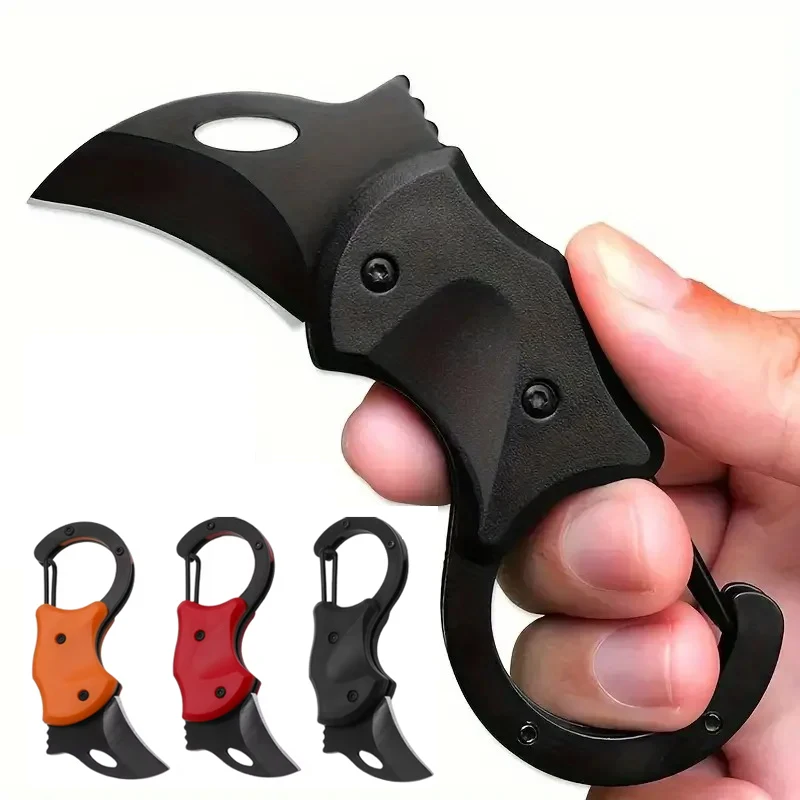 Mini Faca de Bolso Portátil, Ferramenta EDC Dobrável, Descascador, Faca de Chaveiro, Mosquetão para Uso Diário, Caminhadas, Churrasco e Camping