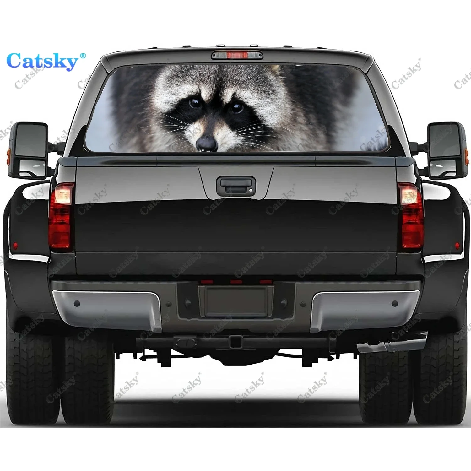 

Animal Raccoon Printing Rear Window Stickers Windshield Decal Truck Rear Window Decal Universal Tint Perforated Vinyl Graphic