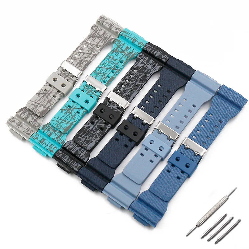 16 مللي متر الرجال الراتنج حزام ساعة اليد ل كاسيو GD GA GAX GLS-100 110 120 700 140 150 710 8900 حزام (استيك) ساعة النساء المطاط التمويه معصمه