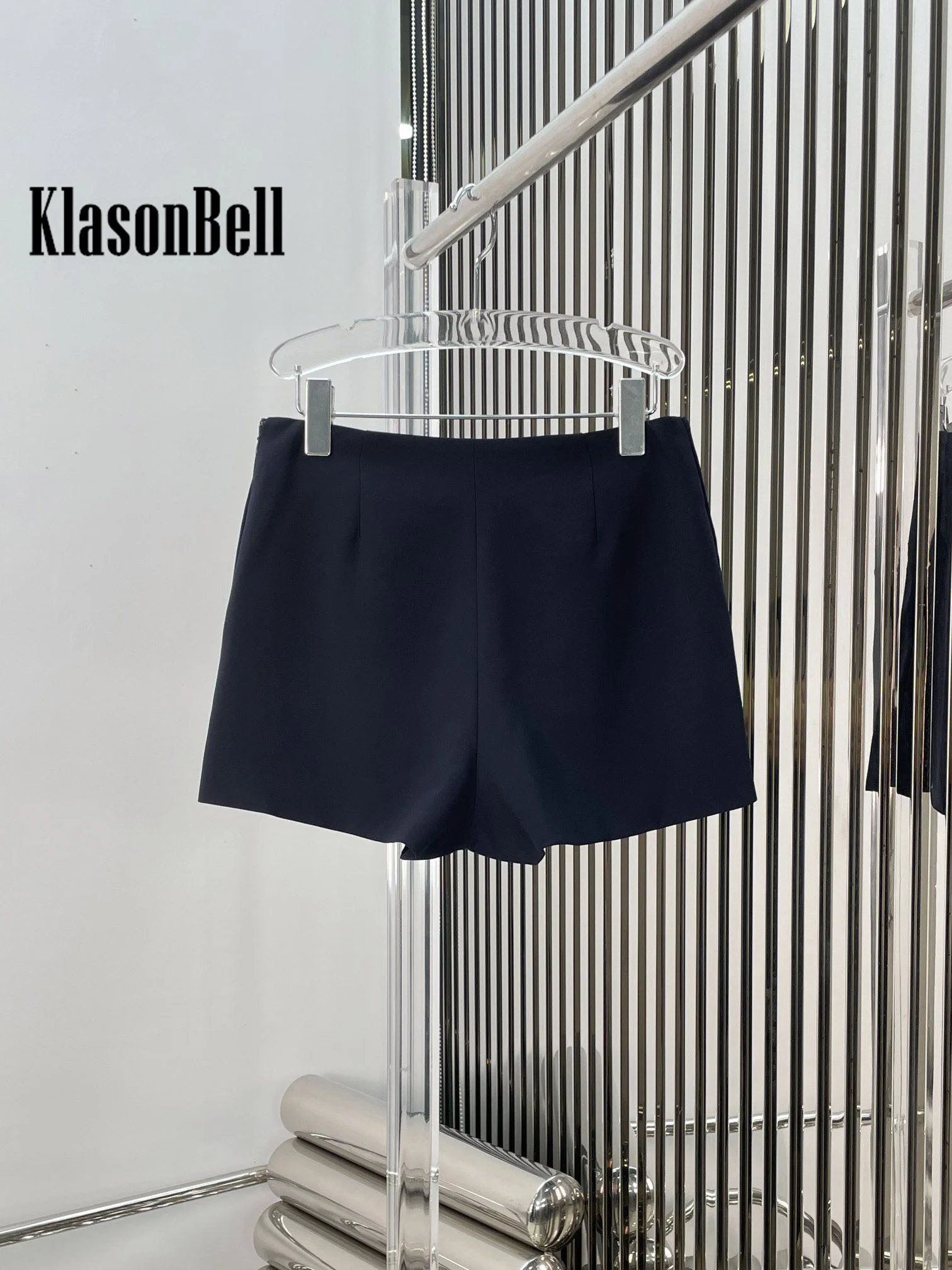 7.13 KlasonBell Women Fashion All-matches Letter Metal Button Decoration Split Skirt Shorts 2024 Summer New