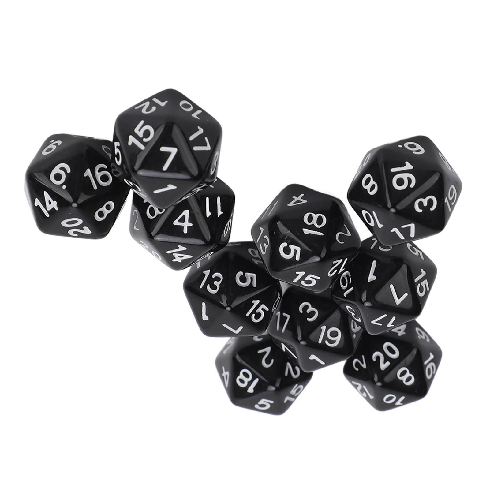 10PCS Polyhedral Dice Set Plastic Lightweight 20 Sided Dice for Role Playing Table Games Polyhedral Dice 1-20 Number