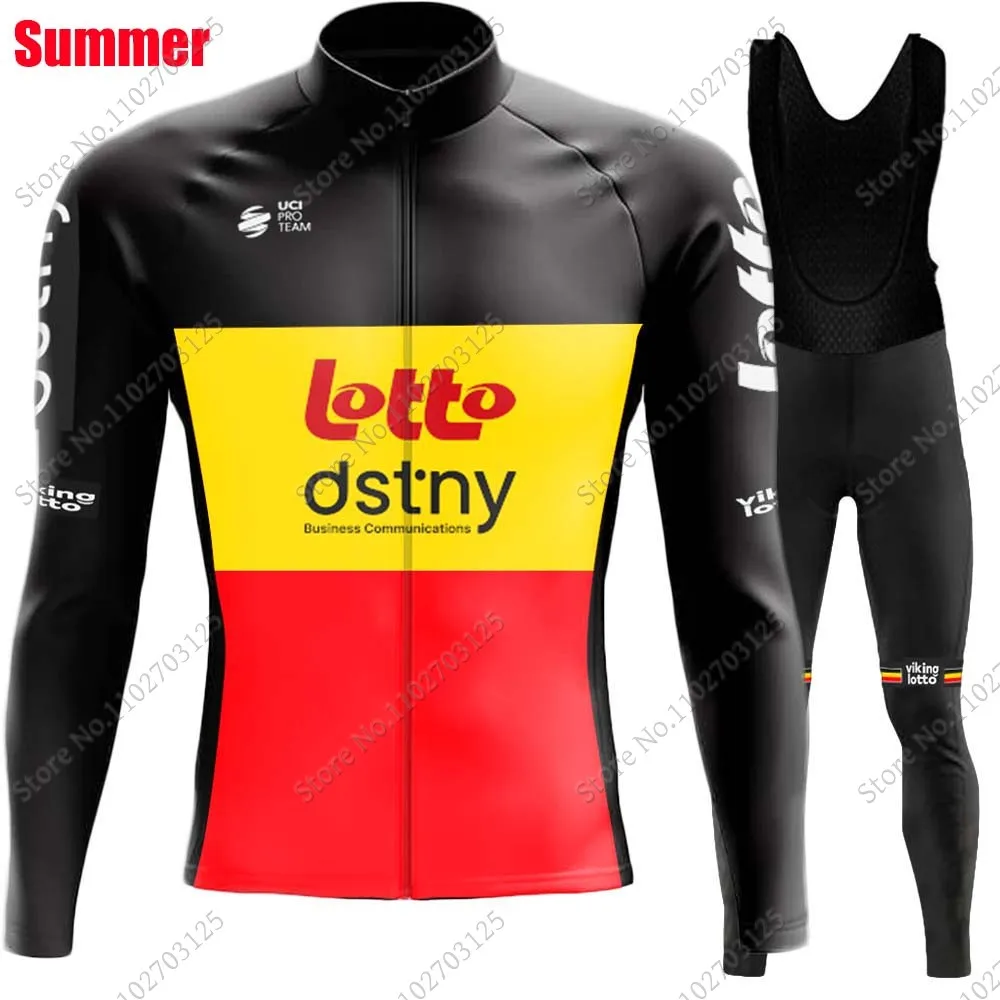 Lotto Dstny 2024 Cycling Jersey Set Belgium Long Sleeve Summer Clothing Road Pants Bib Bike Suit MTB Maillot Ropa