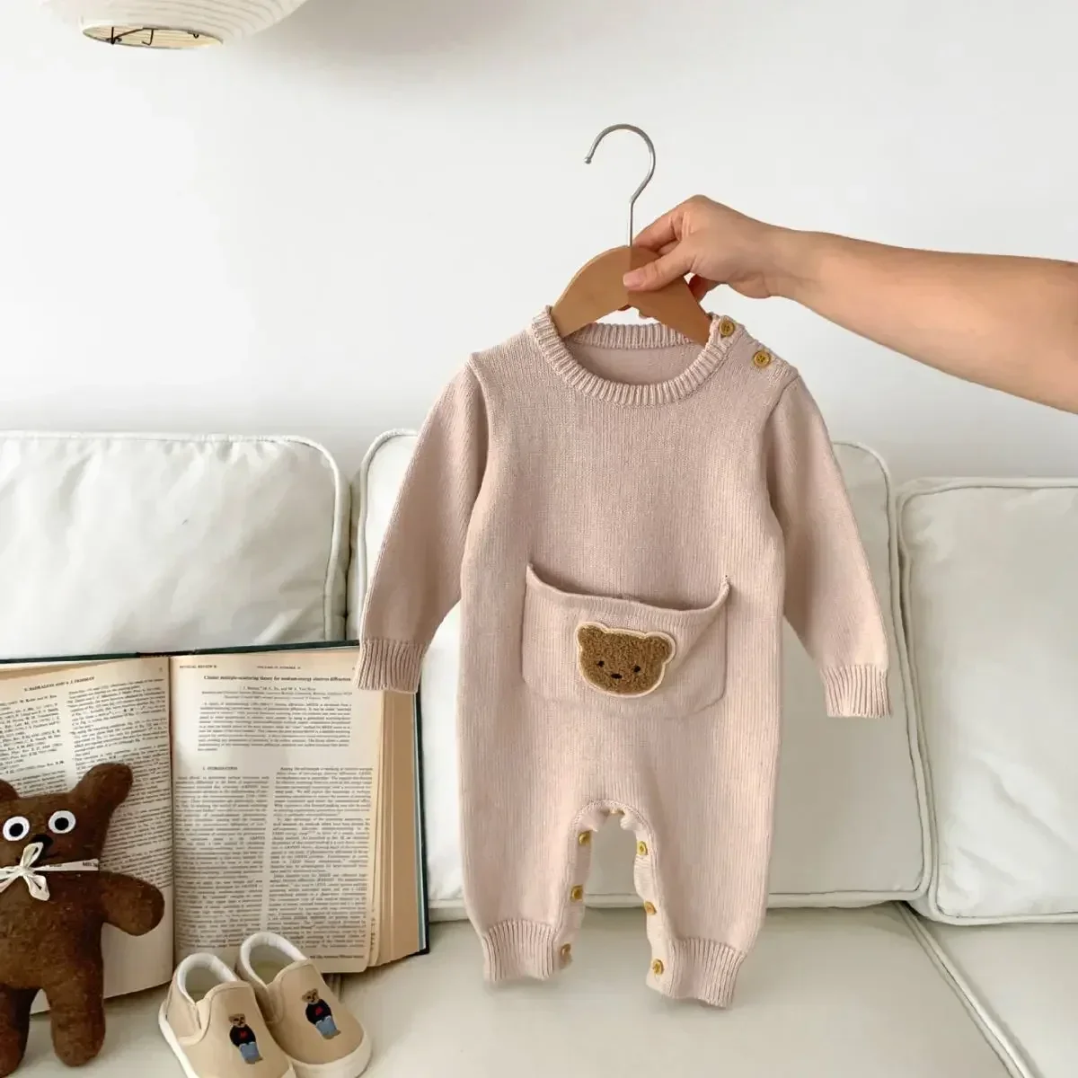 

Spring Autumn Knitted Long Sleeved Jumpsuits for Boys and Girls Cartoon Crawling Clothes Infants Young Children's Casual Sweater