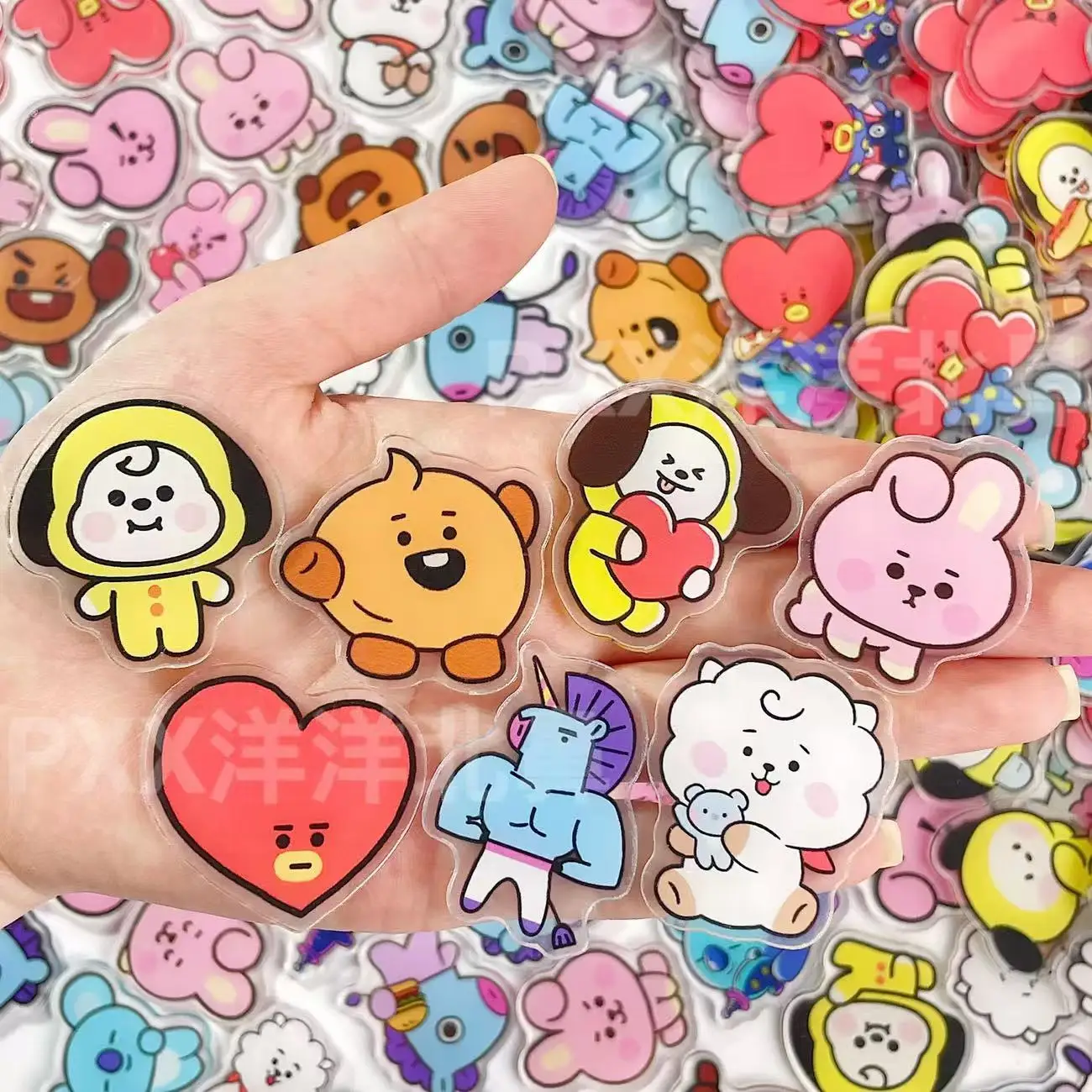 100 Stück BT21 BTS Einlagige 1cm/2cm/4cm Acrylstücke, Zubehör für DIY-Bastelmaterialien, Shake-Zubehör – Detail 7