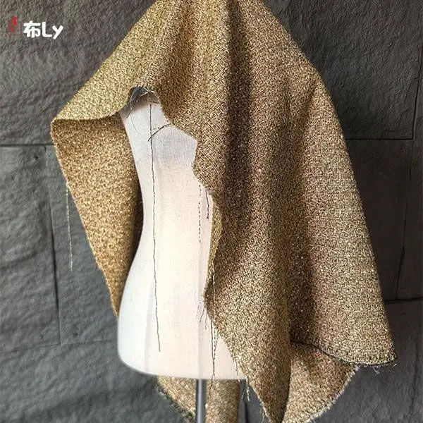 Xiaoxiangfeng high-end golden luxury fabric thick woven coarse flower celebrity European and American style design fabric