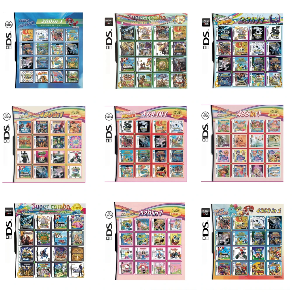 Multi Games Game Cartridge Card USA Vers 23in1 208in1 480in1 4300in1 Compilation DS NDS 3DS 3DS NDSL Video Game Handheld Player