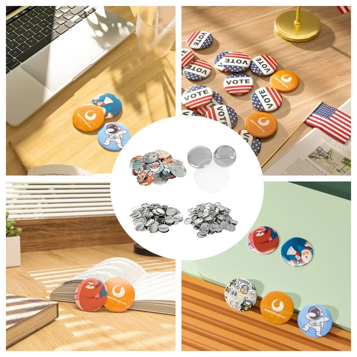 200Sets Metal Badge Pin Button Maker Parts 25mm 32mm 37mm DIY Blank Badge Button Parts for Art Crafts Making Iron-Base Badges