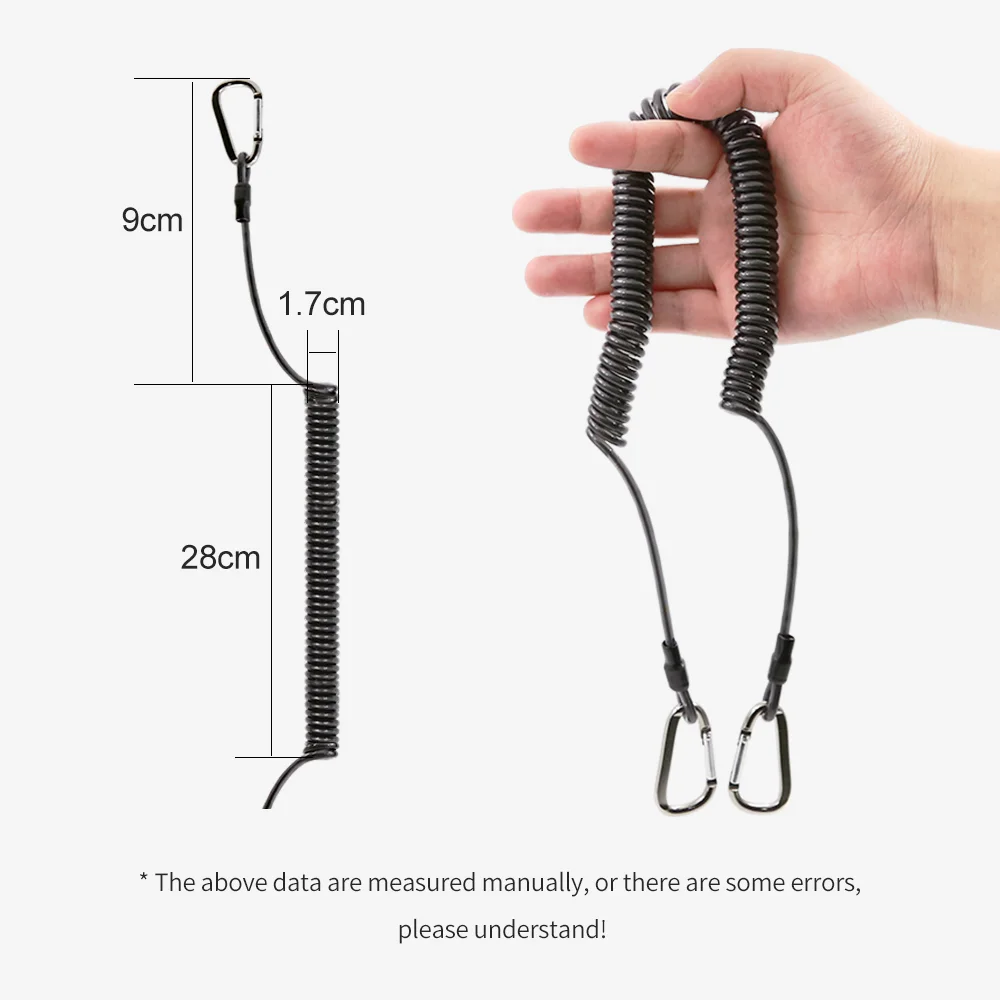Fishing Lanyards 1.2M//1.5M/3M Retractable Coiled Tether with Carabiner TPU Boating Fishing Rope Retention Rope Fishing Tools