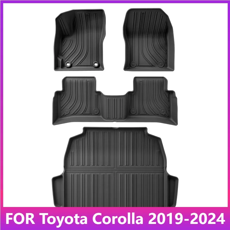 

Floor Mats For Toyota Corolla 2019 - 2024 Car Mats Trunk Pad TPE 3D Foot Mat Odorless Tray Set Black