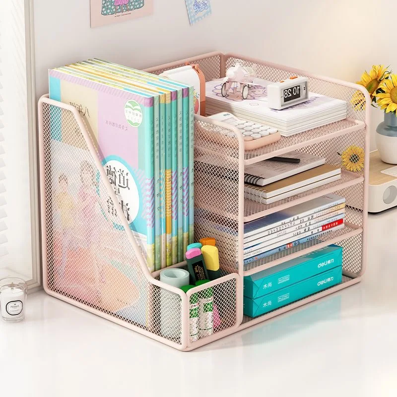 Korean Style Multi Layer Desktop Storage Rack Suitable for Folders Textbooks Ballpoint Pens Stationery Holder School Supplies