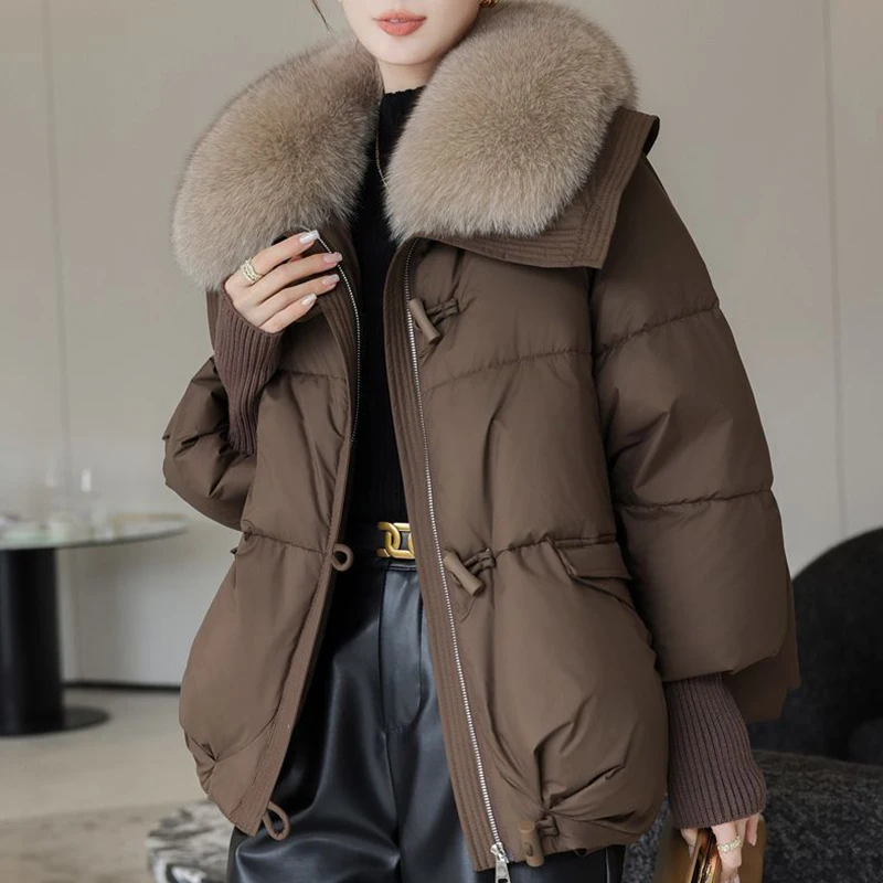 Women\'s New Fur-collar Cotton Padded Coats Fashion Thick Warm Outwear Top Parkas Windproof Casual Down Jacket Ladies Winter 2025