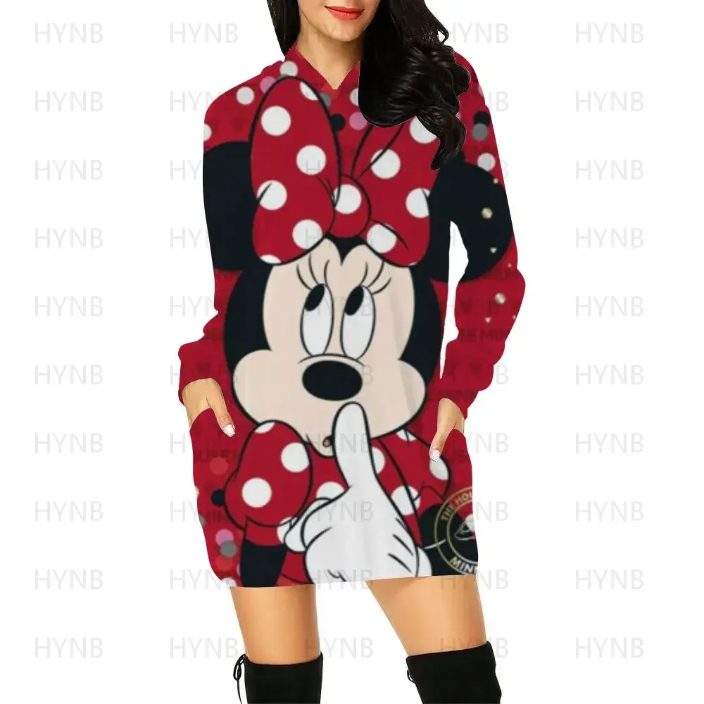 Kawaii Mickey Korean Fashion Disney Prom Dresses Sweater Dress Elegant Women's Party 2022 Mini Long Sleeves Minnie Mouse Hoodie