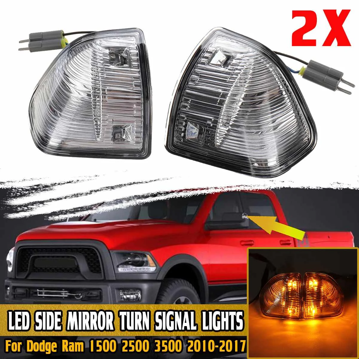 LED Car Side Mirror Turn Signal Light Turn Signal Light Indicator Blinker For Dodge Ram 1500 2500 3500 2010-2017 68302828AA