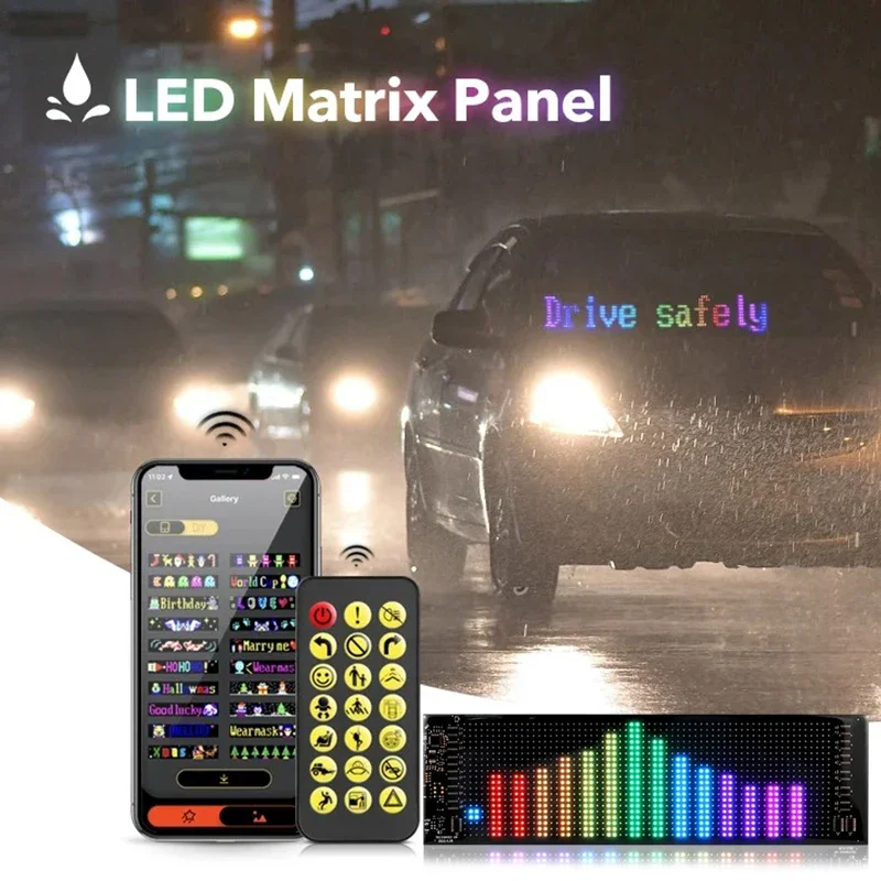 LED-Pixel-Bildschirm, DIY programmierbarer flexibler Bildschirm, Bluetooth-App-Steuerung, USB-Plug-in, für Autos, Geschäfte, Hotels, Bars, Partys