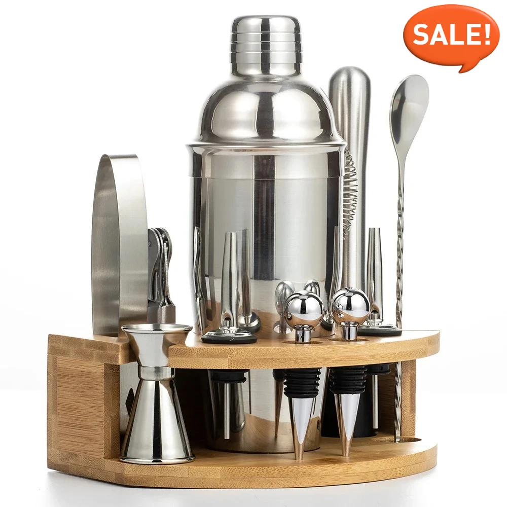 

1-11pcs Cocktail Shaker Set Stainless Steel Bartender Kit with Mixer & Strainer Bar Tools for Martini Boston Shaker Wine & Party