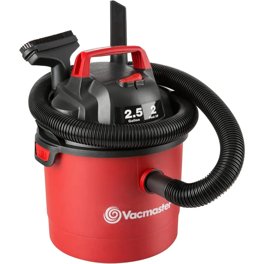 Small Wet Dry Vacuum 2.5 Gallon 2 Peak HP 1-1/4-inch Hose, Multifunctional Vacuum Cleaner, Lightweight and Portable