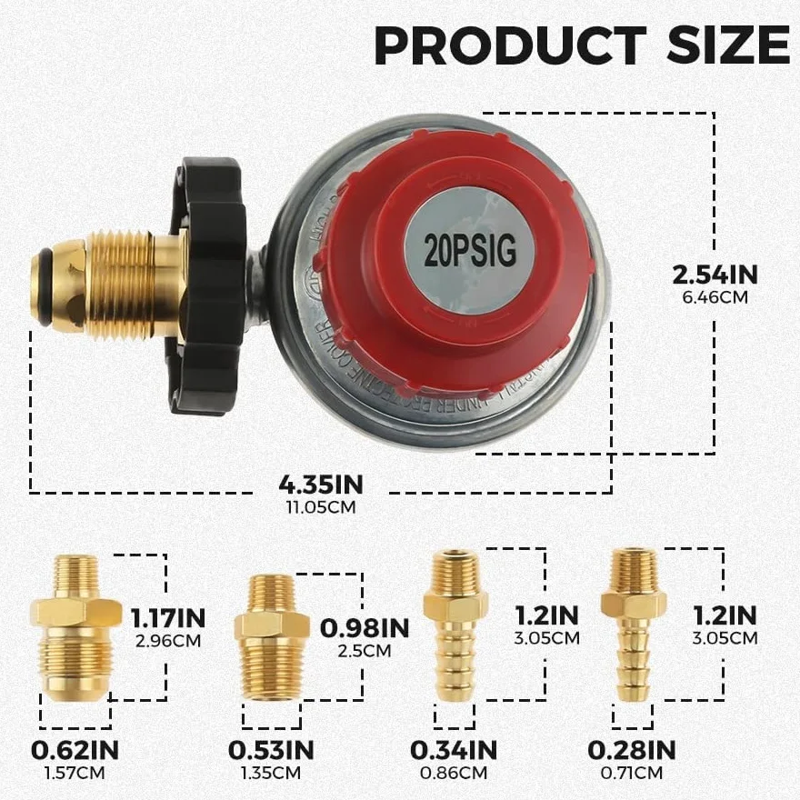 Adjustable 0-20PSI POL High Pressure Propane Regulator Valve Kit,1/4