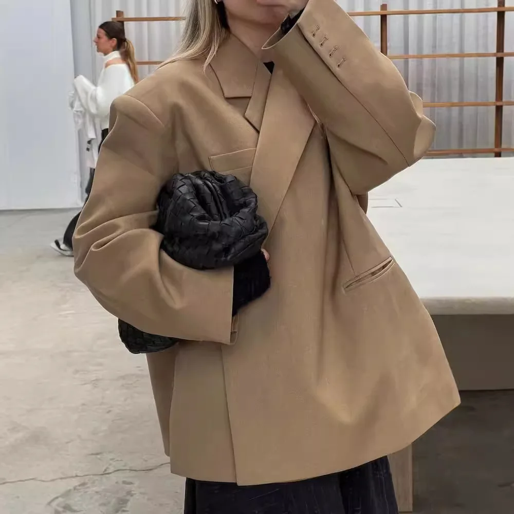 

Fashion Women Blazers Coat Women Long Sleeve Lapel Side Button Suit Jacket 2026 Spring Lady New High Street Commute Outwear