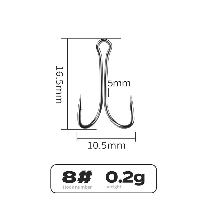 Angel-Doppelhaken, Hühnerklauenform-Haken aus Kohlenstoffstahl, Froschköder, Angelhaken, U-Form mit Widerhaken, Lot 10 Stück im Angebot – Detail 9