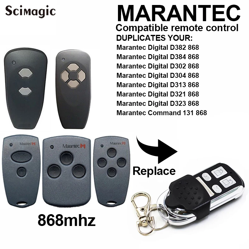 Marantec 868mhz garage door command duplicator Marantec Digital D302 382 remote garage gate control