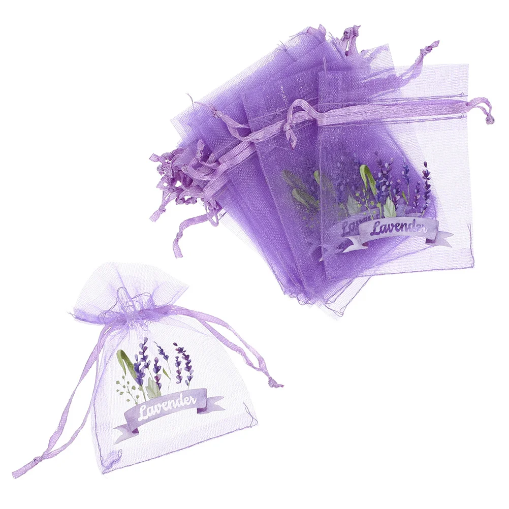 

50Pcs Lavender Drawstring Sachet Bags Small Purple Organza Mesh Pouches for Wedding Party Favor Dried Flower Storage Aromatic