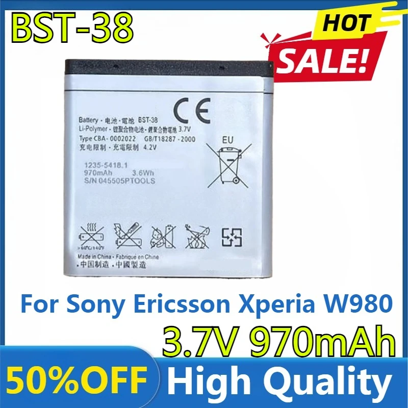 

Новый аккумулятор BST-38/BST 38 емкостью 970 мАч для Sony Ericsson Xperia W980/Z770i/C510/C902/C905/K770/K858//K850/R300i аккумулятор