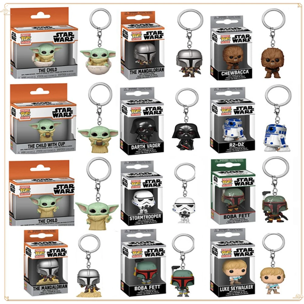 

FUNKO POP Keychain Movie Star Wars Classic Character The Child Mandalorian Christmas Collection Gifts Keychain Backpack Pendant