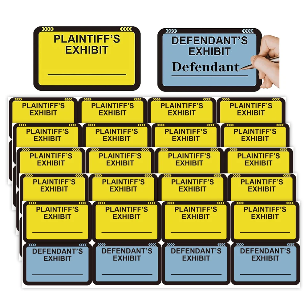 

400 Pcs Legal Yellow Plaintiff's Exhibit Blue Defendant's Exhibit Stickers 1.65 X 1 Inches - Color-Coded Exhibit Labels