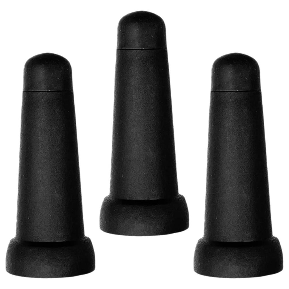 

3 Pcs Parasol Long Pole Umbrella Top Hat Tip Caps Repair Black Rubber Handle Protective Cover