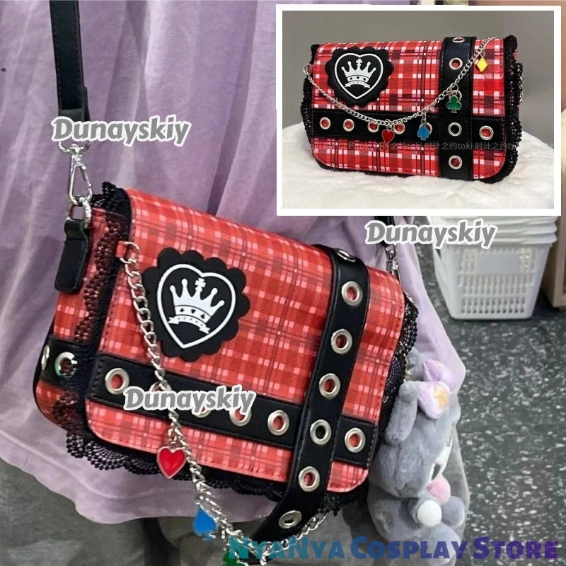 

[Dunayskiy] My Guardian Characters Roleplay Anime Hinamori Amu Cosplay Shugo Prop Bag Chara Girls Gift Red Black Check Cha