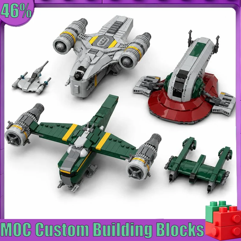 NEW 1236PC Hunter Starship Fleet Custom Building Blocks DIY MOC Assembly Display Model Birthday Gift For Space Hobby Collectors
