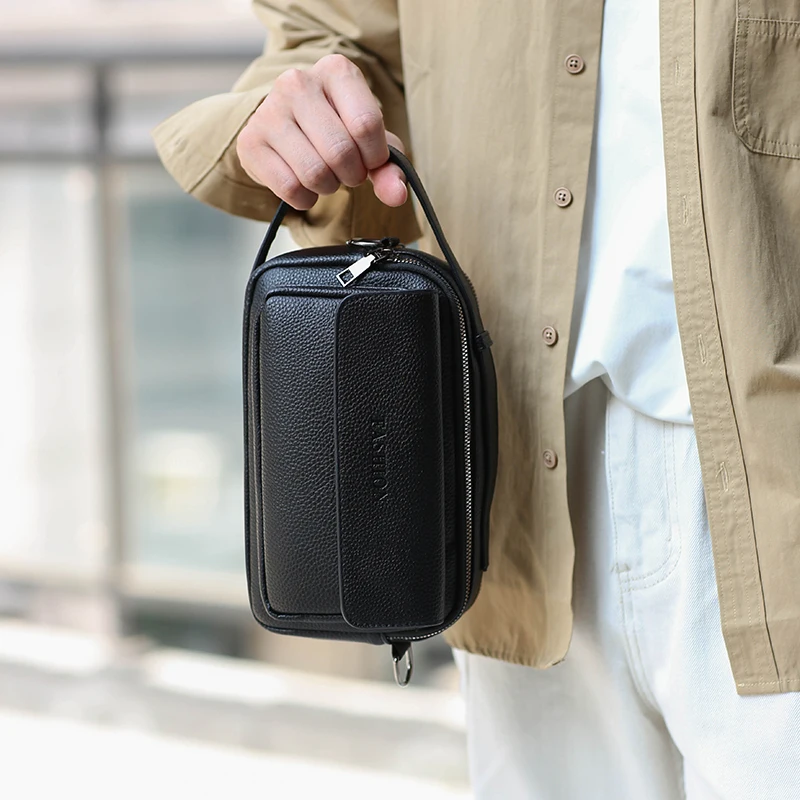2026 New Men's Multi-Pocket Large Capacity Leather Clutch Bag Versatile Shoulder Bags Portable Commuter Wallet Mobile Phone Bag view 5