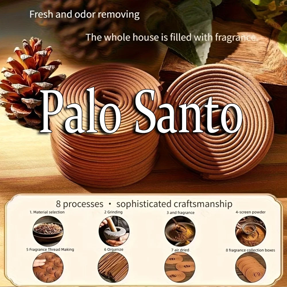 Incienso en Espiral Clásico de Palosanto de Alta Calidad, 6. Bobinas de incienso hechas a mano de 3 cm de diámetro, elaboradas con polvo de incienso de madera sagrada mediante métodos antiguos, con una fragancia rica y natural que perdura mucho tiempo, empaque portátil, conveniente para llevar a cualquier lugar, adecuado para uso en el hogar y al aire libre.