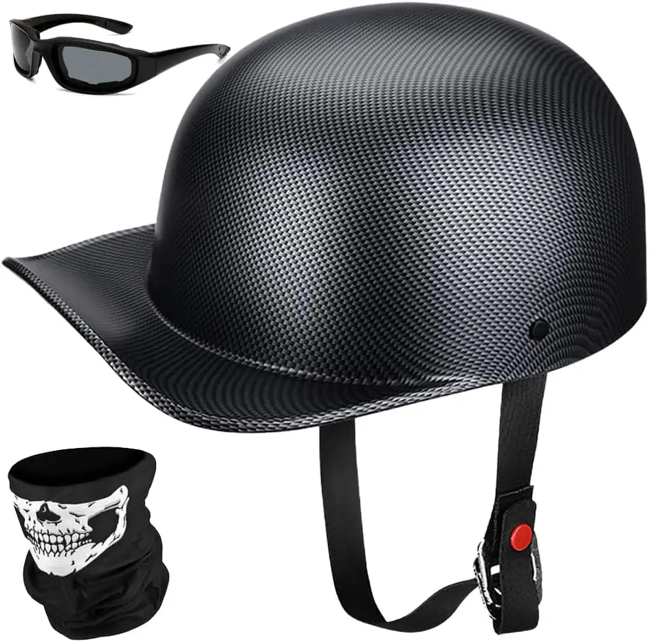 Baseball Motorcycle Helmet Half Cap for Bike Cruiser Chopper Moped Scooter- Dot Approved