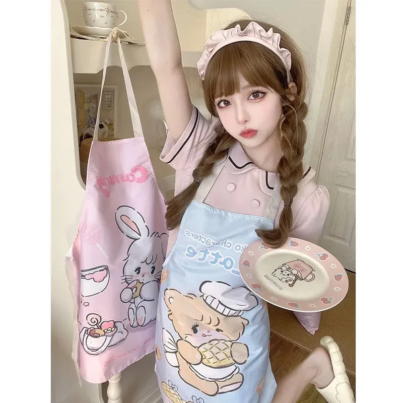 Kawaii Mikko's SweetCammy Latte Apron Cooking Kitchen Household Use Girls Working Clothes Adjustable Anti Dirt Ins Cartoon Gift