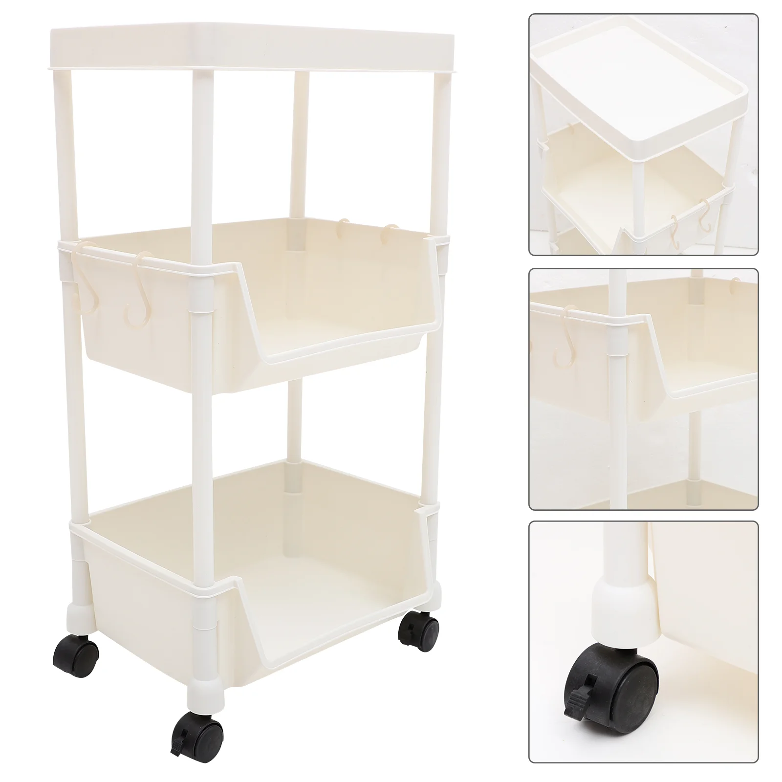 

Multi-layer Trolley Stand Rack Shelf Household Book Utility Organizer Roller Bookshelf Pp Storage Kitchen Desktop