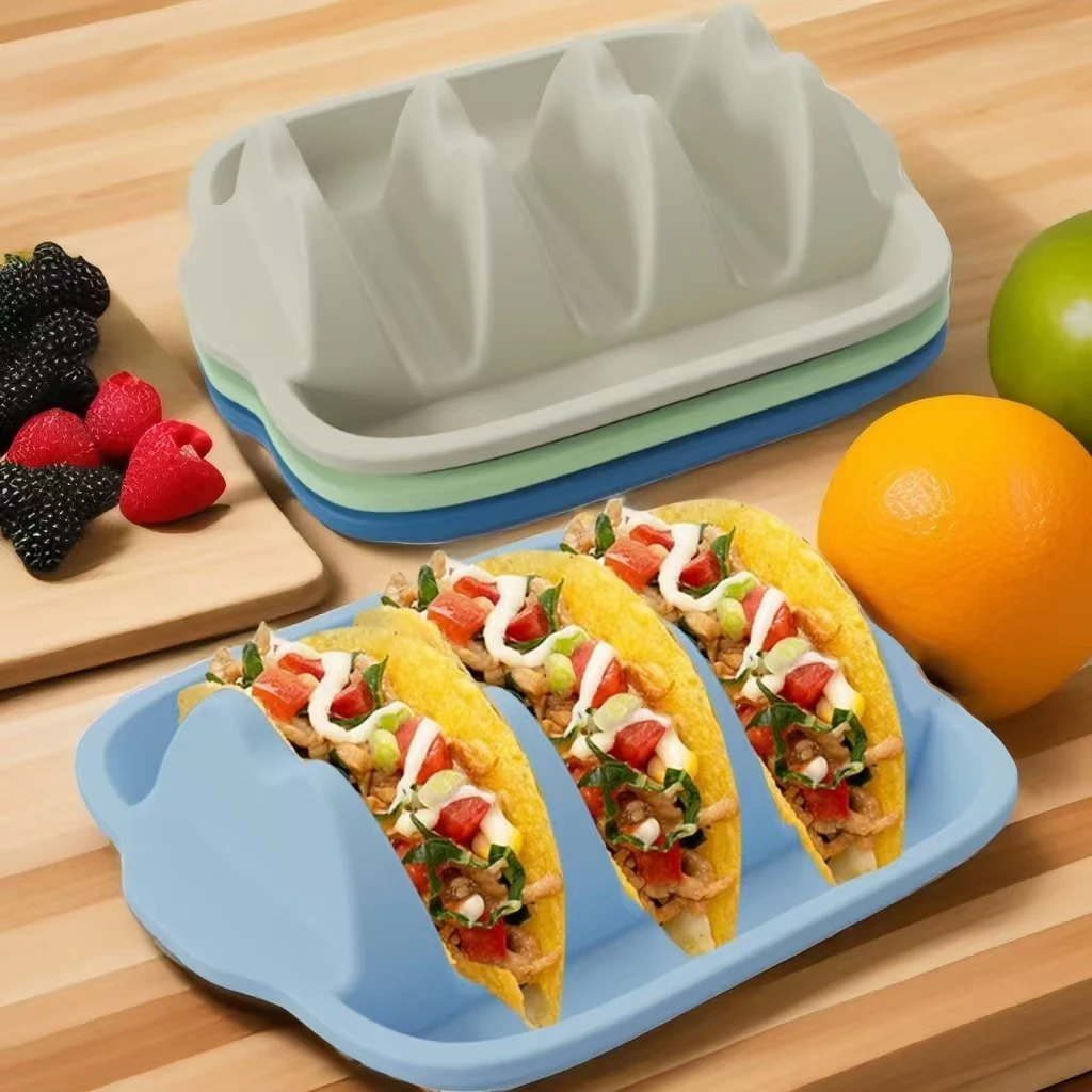 

New Silicone Taco Holder Tray Washable Reusable Mexican Pancake Rack Reusable Food Grade Tortilla Tray Plate Kitchen Supplies