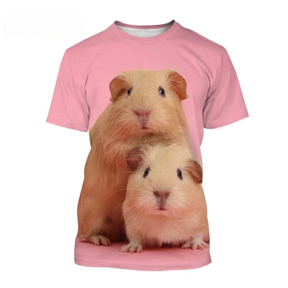 Animal Guinea Pig 3D Print T-Shirt Fashion Graphic Short Sleeve Women Men Casual Outdoor Summer Tops