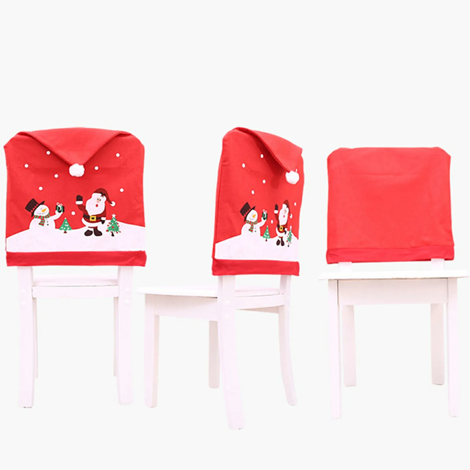 

Cute Red Christmas Non-woven Chair Set Cartoon Old Man Snowman Stool Set Christmas Hat